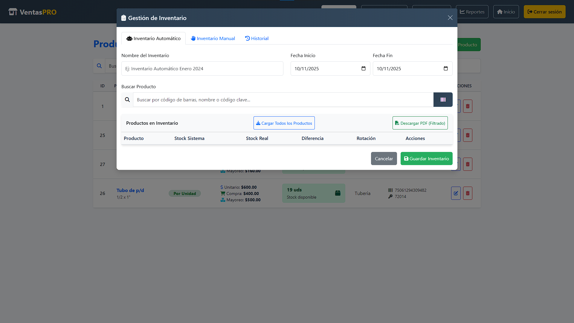 Control de Inventario