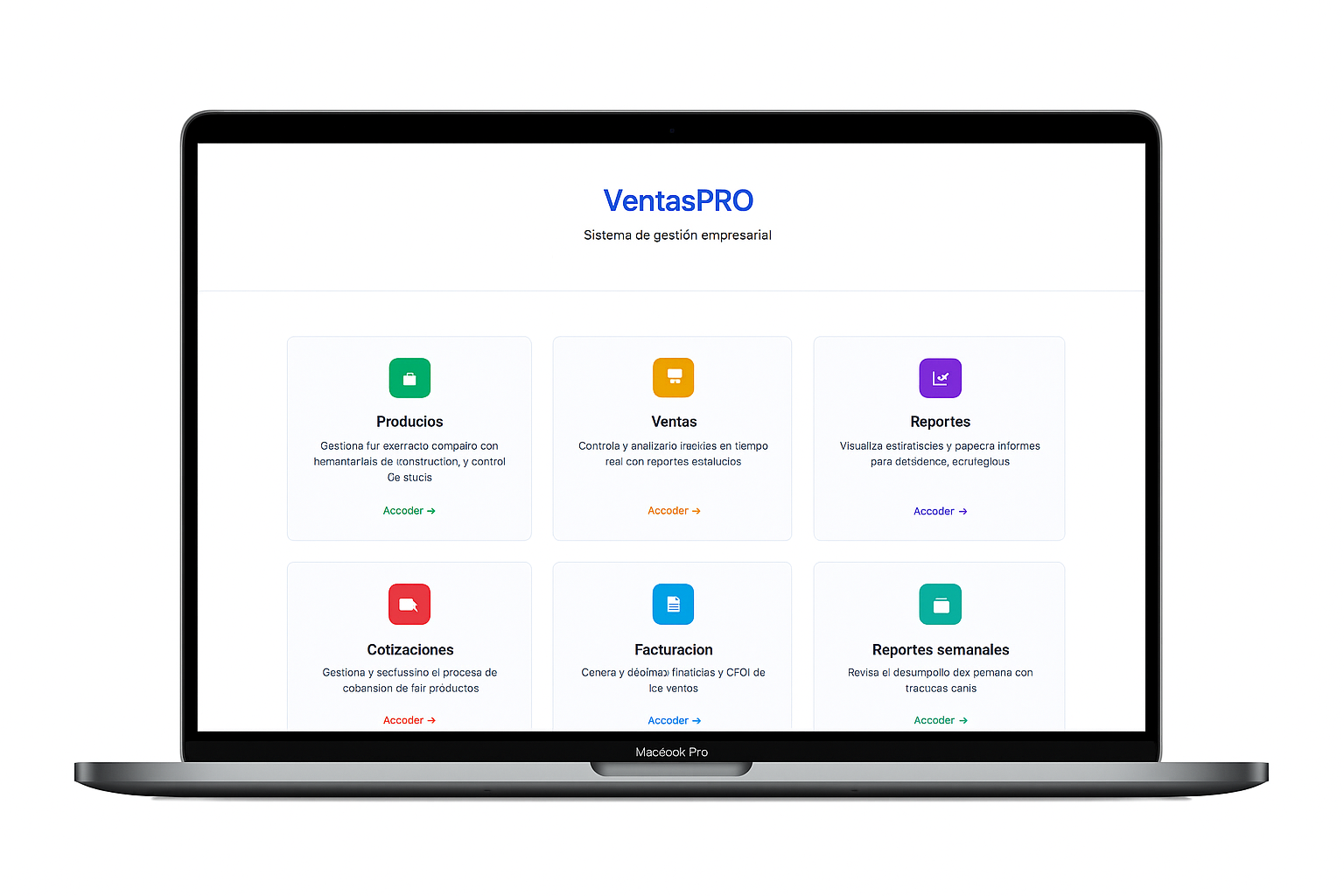 Vista de inicio de VentasPRO